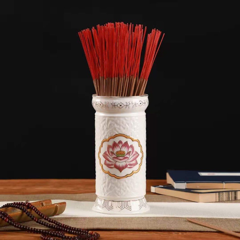 Đồ Thờ Cúng - Set Đồ Thờ Phụng Sứ Trắng Hoa Sen Hồng Cao Cấp