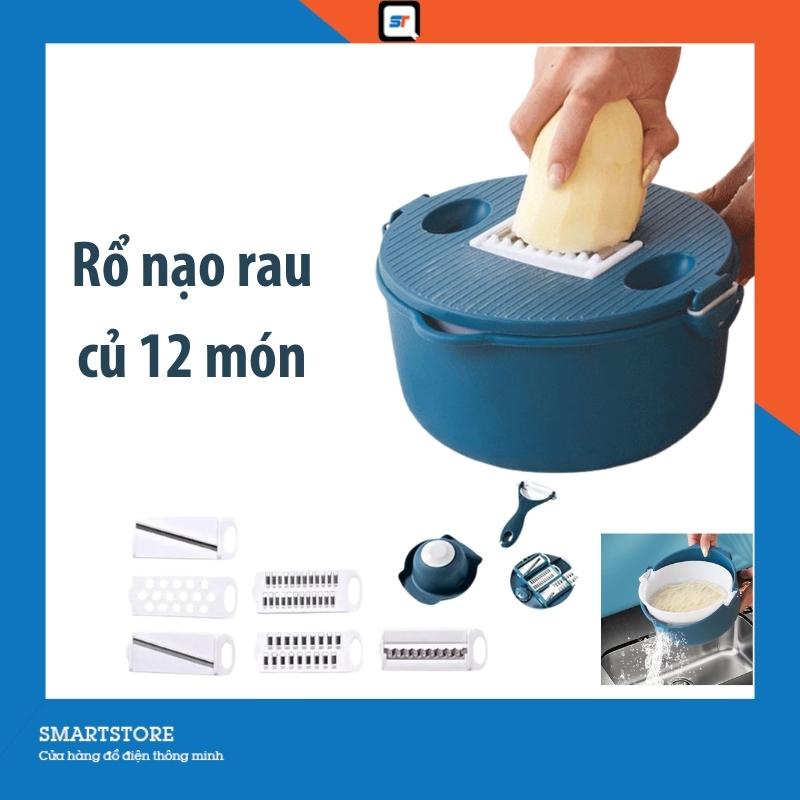 Bộ Nạo Rau Củ Quả Đa Năng Kèm Rổ Đựng Và Chậu 12 Chi Tiết Cực Kỳ Tiện Lợi, Không Lo Đứt Tay
