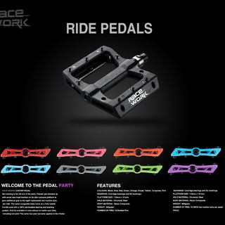 Pedal xe đạp MTB RaceWorks nylon composit bản rộng có bạc đạn.