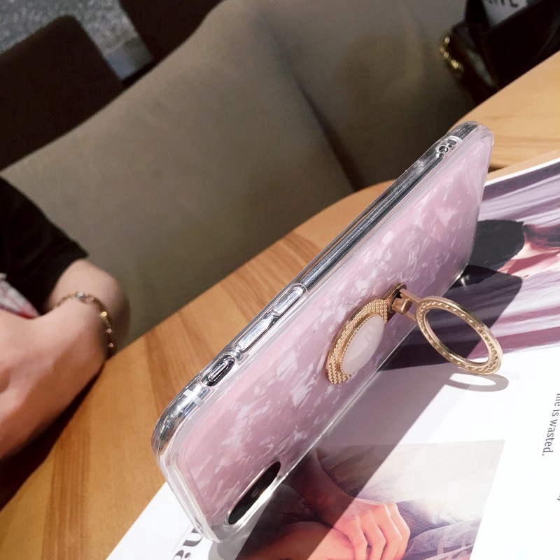 Ốp điện thoại mềm họa tiết vỏ sò có giá đỡ dạng vòng tròn đính đá cho iPhone 11 Pro Apple 6/ 7/ 8p/XS | BigBuy360 - bigbuy360.vn