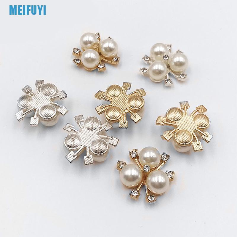 10 Nút áo hình hoa đính đá / ngọc trai trang trí tiệc cưới DIY thời trang thanh lịch