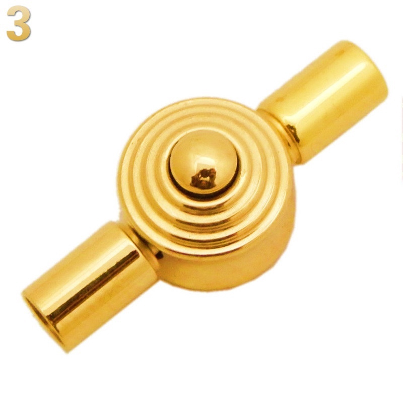 Dây da có gắn khóa thép không gỉ hình tròn/trái tim màu vàng sáng tạo