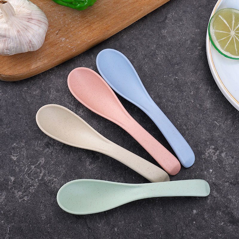 4 muỗng múc nhiều màu sắc bằng sợi lúa mạch an toàn