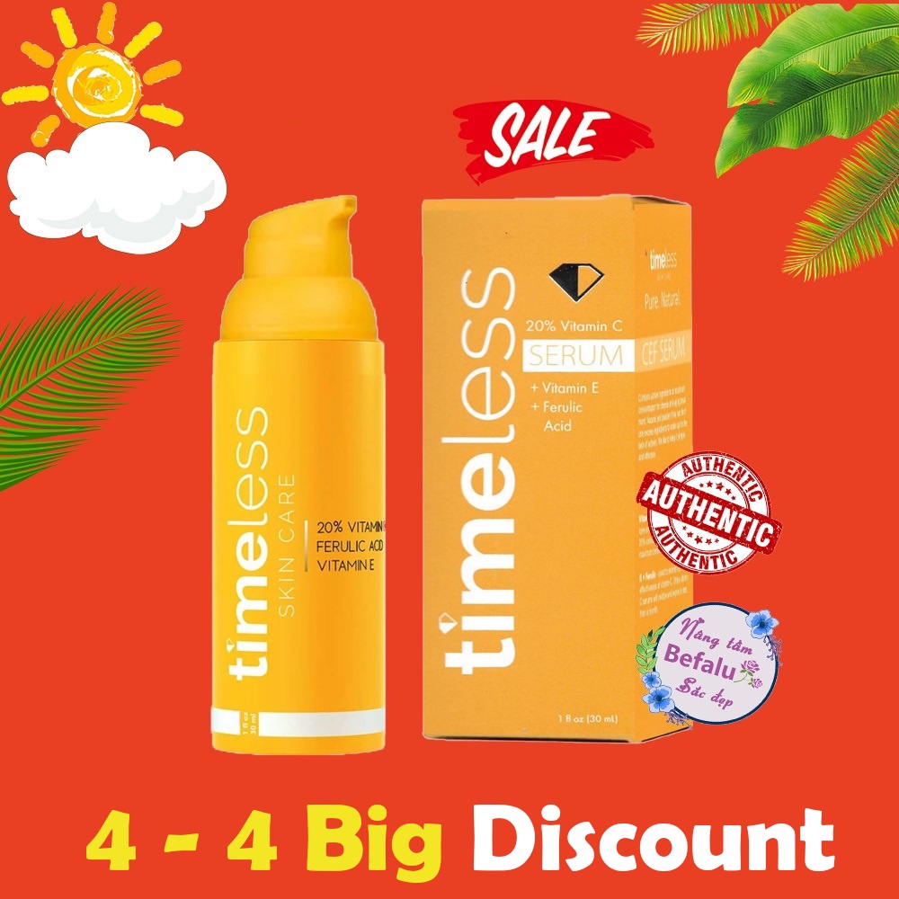 Timeless Vitamin C 20% + E + Ferulic Acid Tinh Chất Giảm Thâm Dưỡng Sáng Da