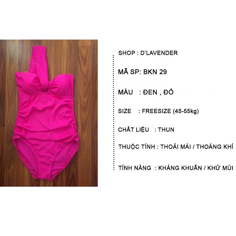 Đồ Bơi Nữ,Bikini 1 Mảnh Đi Biển Liền Thân Lệch Vai D'LAVENDER BKN 29