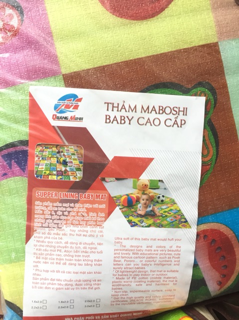 THẢM CHƠI 2 MẶT MABOSHI BABY CHO BÉ SIZE 1M8X2M.VD