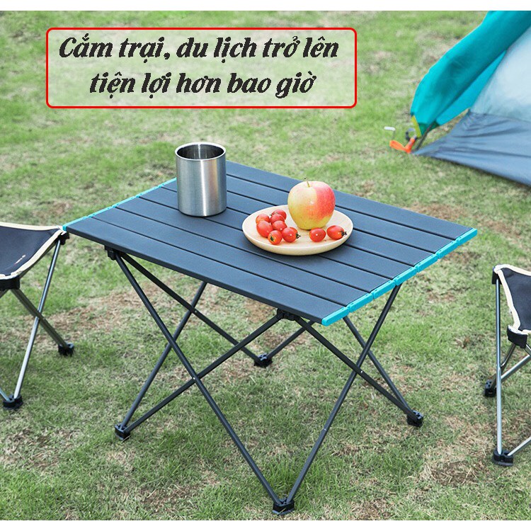 Bàn Du Lịch Gấp Gọn Đa Năng Nhôm Kèm Túi Đựng - Bàn Xếp Gọn Mang Đi Dã Ngoại, Cắm Trại, Câu Cá, Phượt