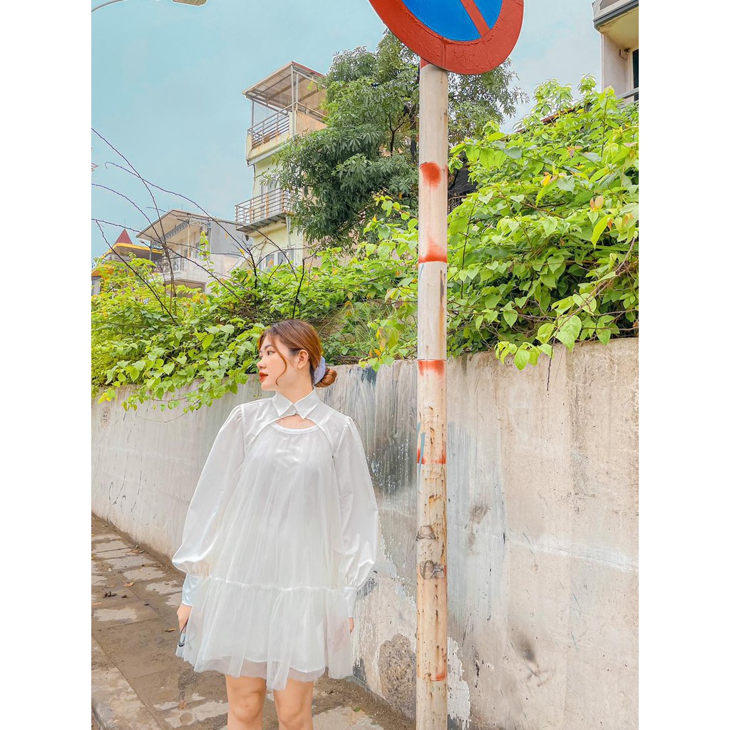 Modesty - Váy 2 dây lưới tay rời Shulle Dress