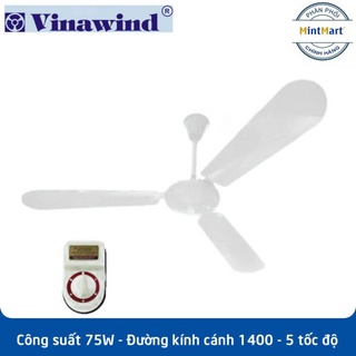 Quạt trần 3 cánh nhôm Vinawind Điện Cơ Thống Nhất QT1400N sử dụng hộp số 5 cấp