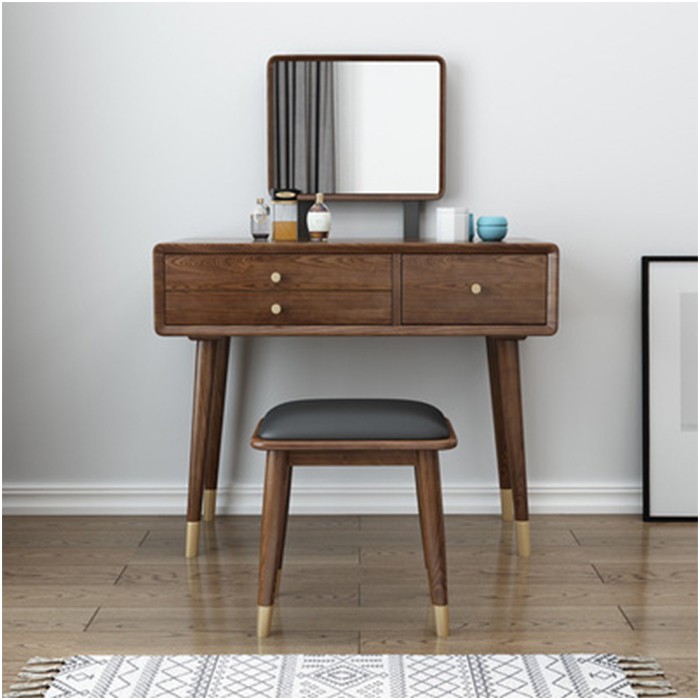 🌟LUXURY🌟 Bàn trang điểm gỗ cao cấp, Bàn trang điểm gỗ óc chó kèm gương LUX-BAP12 9386 STORE