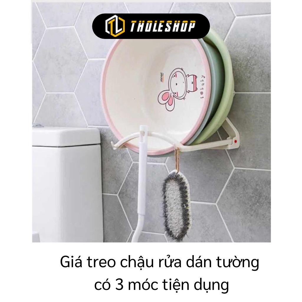 [SGD] Giá Treo Chậu - Khung Gác Chậu, Rỗ, Thau Dán Tường Gấp Gọn, Có Móc Treo Đồ 8938