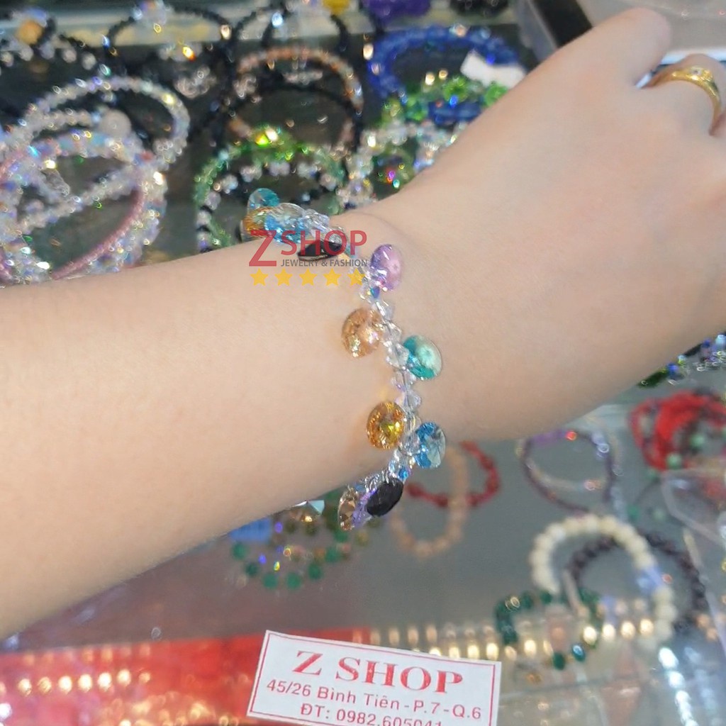 Vòng pha lê nhân tạo hạt dĩa nhiều màu LT486