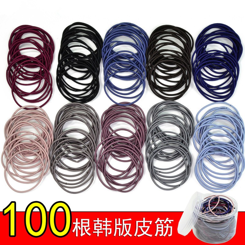 Set 100 thun buộc tóc co giãn tốt phong cách Hàn Quốc thời trang
