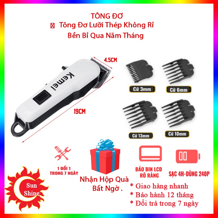 Tông Đơ Cắt Tóc Không Dây chuyên nghiệp KEMEI KM- 809A tông đơ,lưỡi thép không RỈ,bền bỉ qua năm tháng