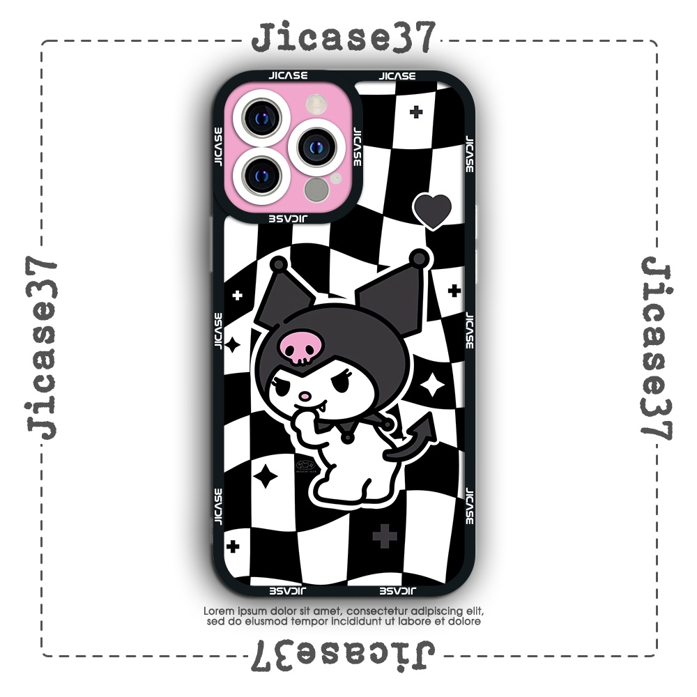 Ốp lưng iphone cạnh vuông Jicase Kuromi Sanrio caro 6plus/6s/6splus/7/7plus/8/8plus/x/xs/11/12/pro/max/plus/promax