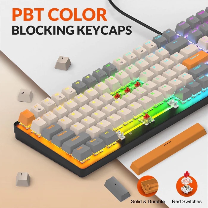 Bàn phím cơ red switch gaming ZIYOULANG K3 loại 87 KEYS - led đa màu 10 chế độ tuỳ chỉnh