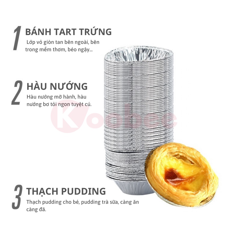 Combo 20 khuôn bánh tart trứng, nướng hàu, làm thạch - Khuôn thiếc đồ nướng KooBee (LB01)