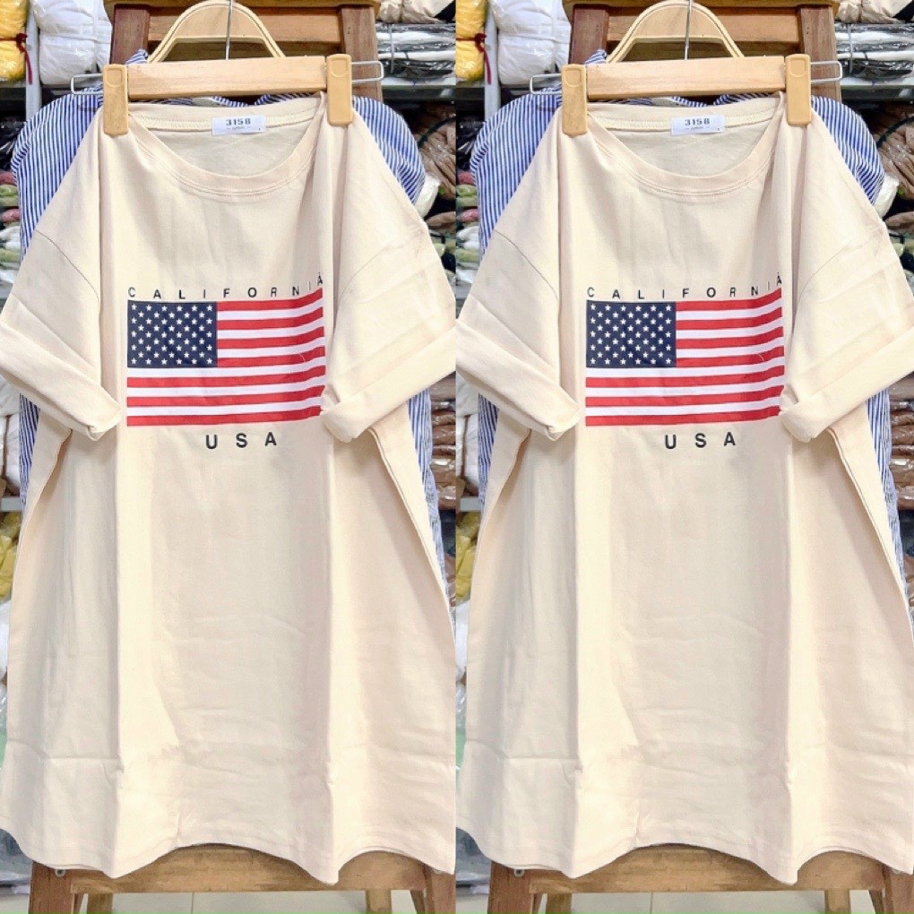 [ Hình Thật 100%] Áo Thun 3158 Unisex Tay Lỡ Form Rộng In Chữ Chất Cotton Xịn