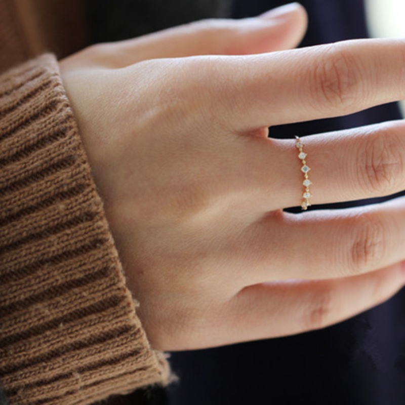 Phiên bản hàn quốc của thời trang đơn giản mở nhẫn nữ cá tính nhẫn kim cương tinh tế