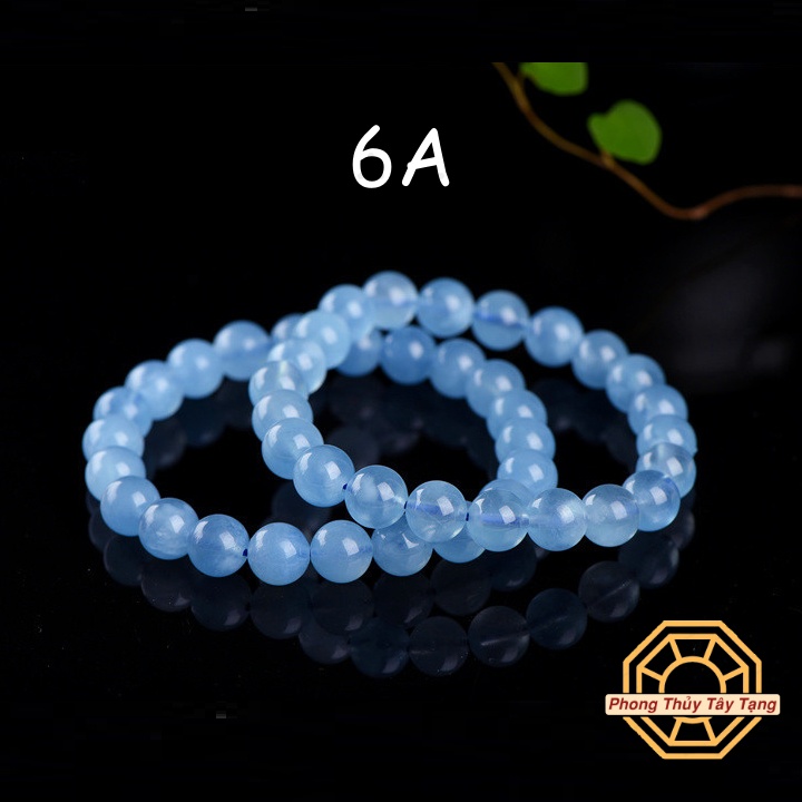 Vòng tay phong thủy Aquamariine  Xanh dương tự nhiên [TẶNG HỘP GỖ] cho nữ mệnh Thủy - Mộc - Phong Thủy Tây Tạng