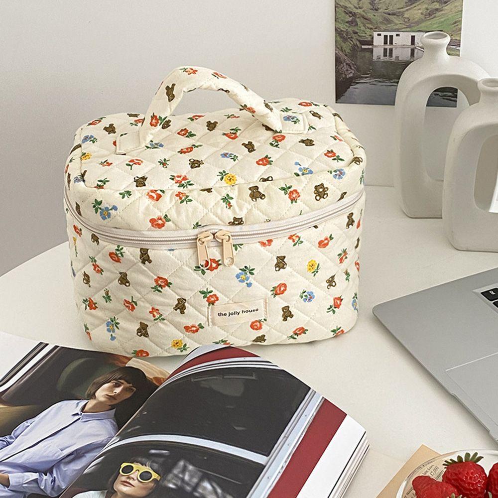 MIHAN1 Túi Đựng Đồ Trang Điểm Bằng Cotton Có Khóa Kéo Tiện Dụng