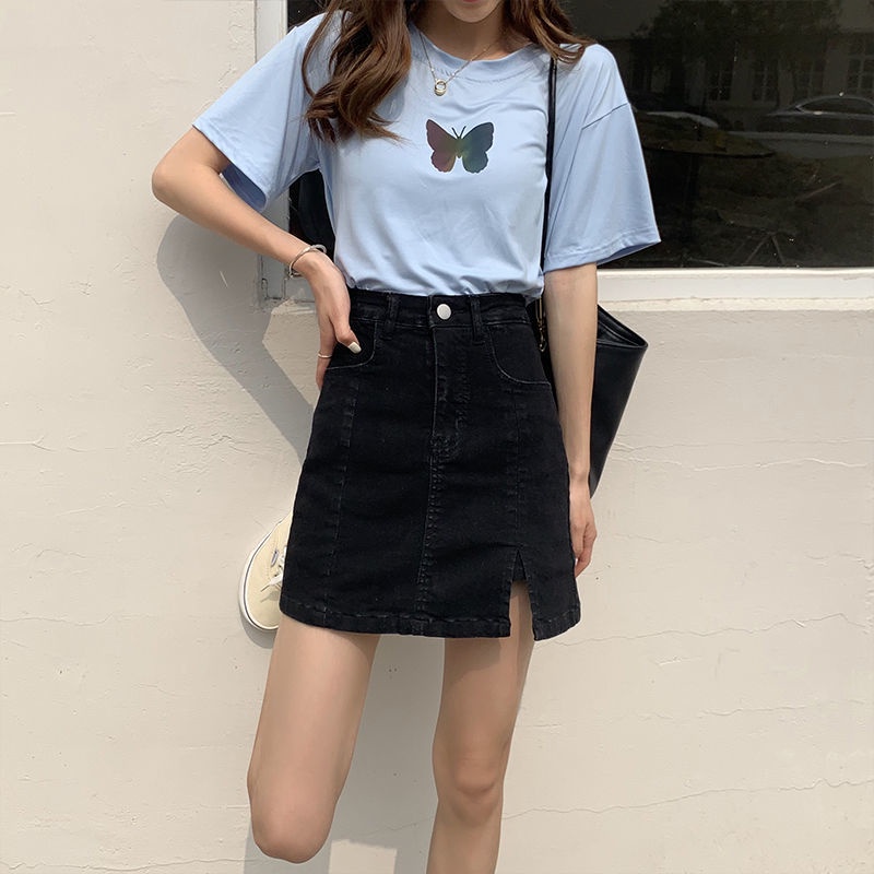 Chân váy jean Ngắn Lưng Cao Mẫu Mới 2022 Thời Trang Mùa Hè Cho Nữ