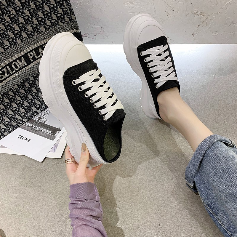 Giày canvas đế chunky sneaker QC cao cấp mẫu mới siêu hot 2021