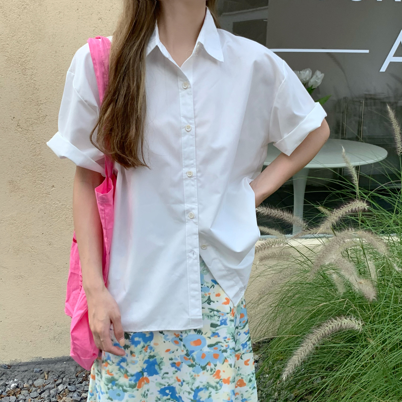 SUXI Áo sơ mi ngắn tay phong cách retro thời trang mùa hè cho nữ