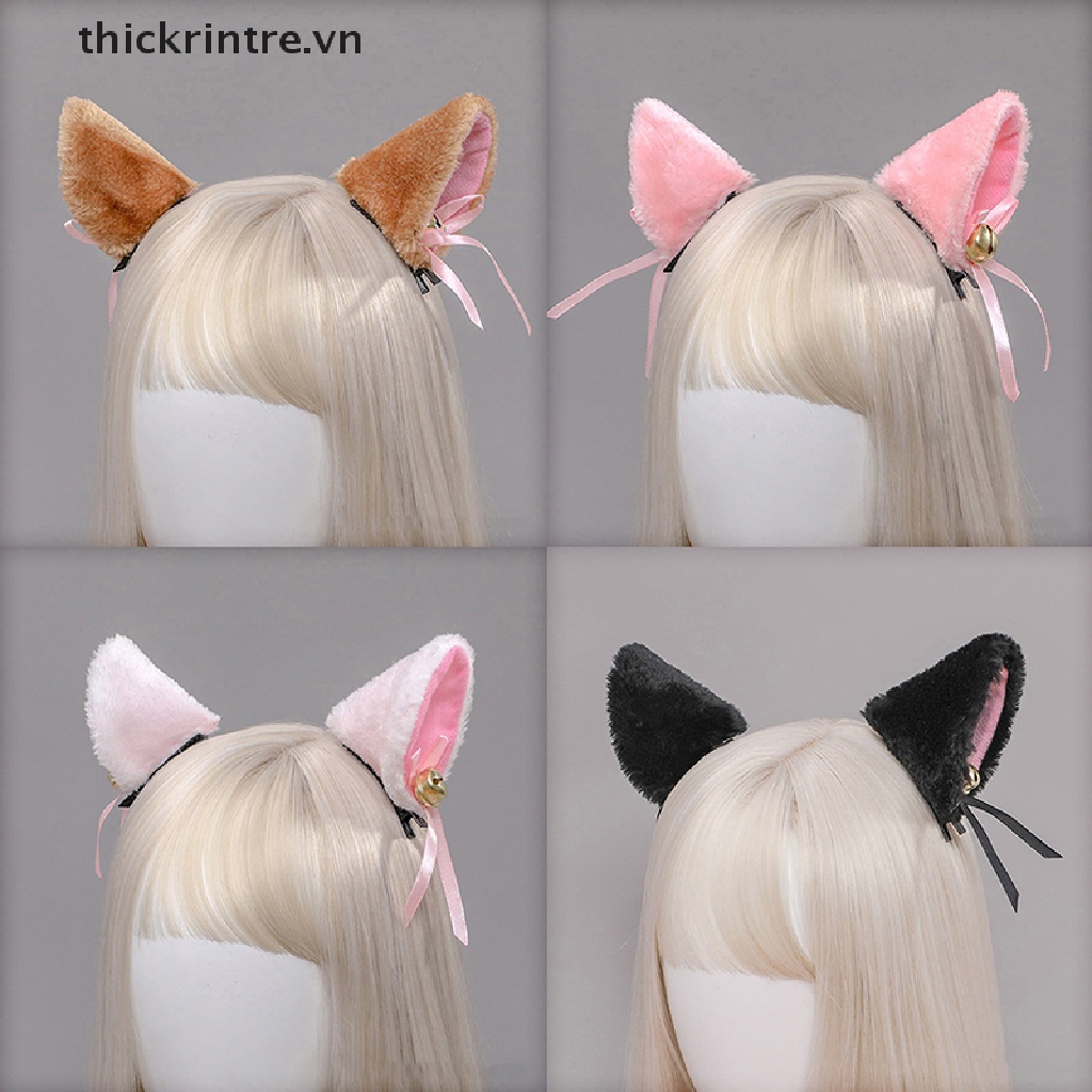 Set 2 Kẹp Tóc Tai Mèo Bông Phong Cách Lolita Đáng Yêu