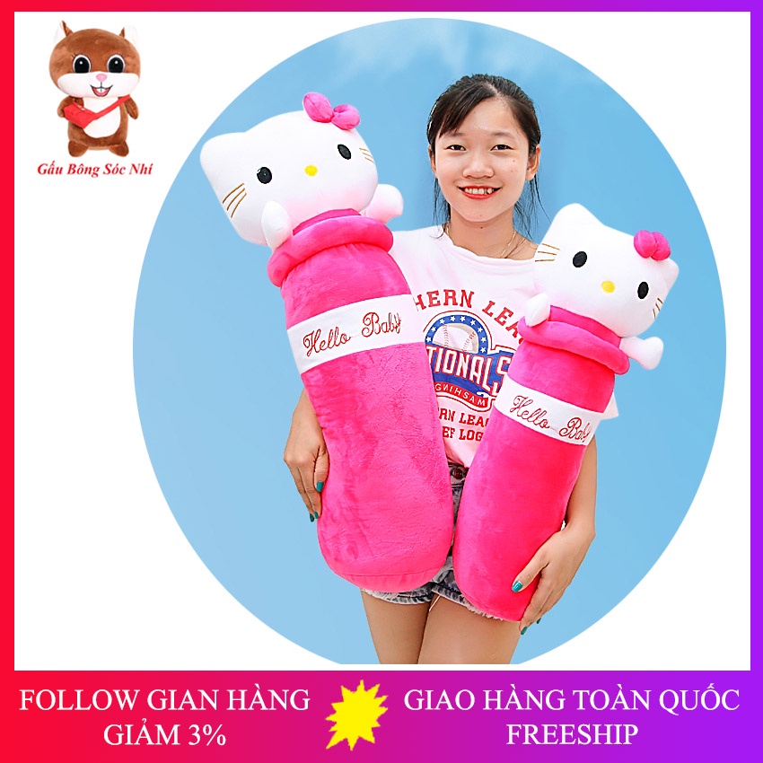 Gối Ôm Hello Kitty  FREESHIP  Gấu Bông Sóc Nhí - Gấu bông gối ôm hello kitty xinh xắn