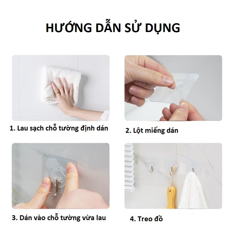 [FreeShip – Sale 1k] Móc dán tường trong suốt chịu lực treo đồ nặng , móc treo đồ phòng tắm , phòng bếp