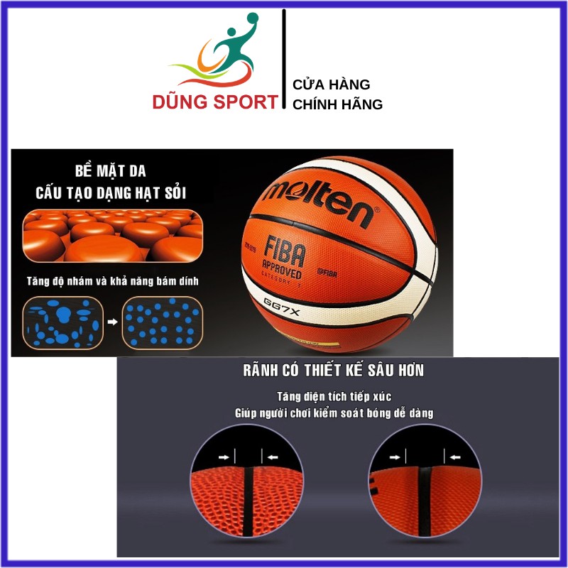 Bóng rổ Molten FIBA GG7X size 7 da PU cao cấp - Chính hãng Thái Lan