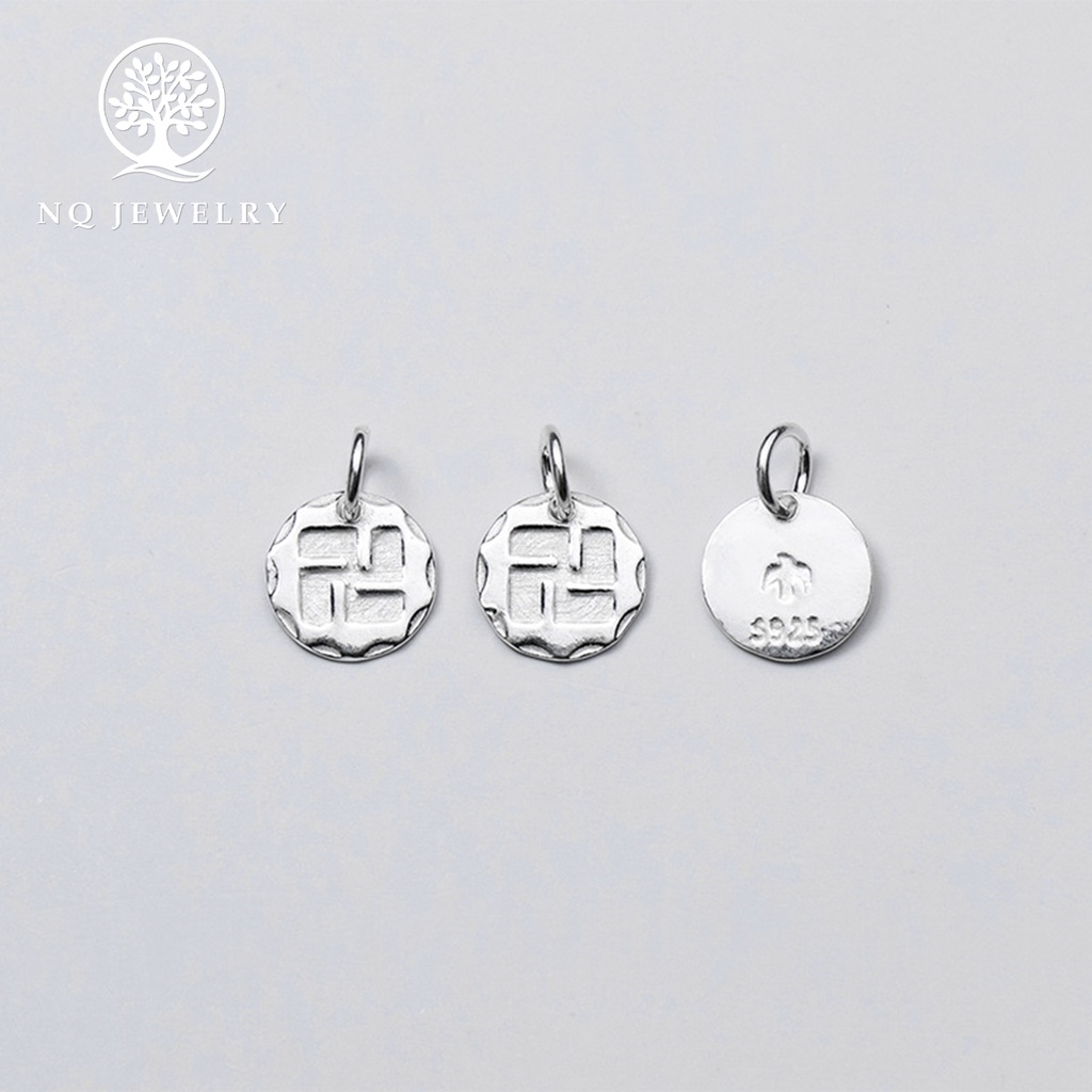 Charm bạc hình chữ vạn treo - NQ Jewelry