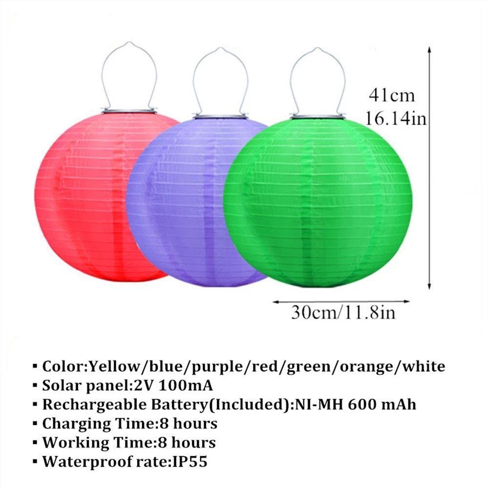 PATRICIA Đèn Lồng Treo Trang Trí 12inch Chống Thấm Nước Sử Dụng Năng Lượng Mặt Trời