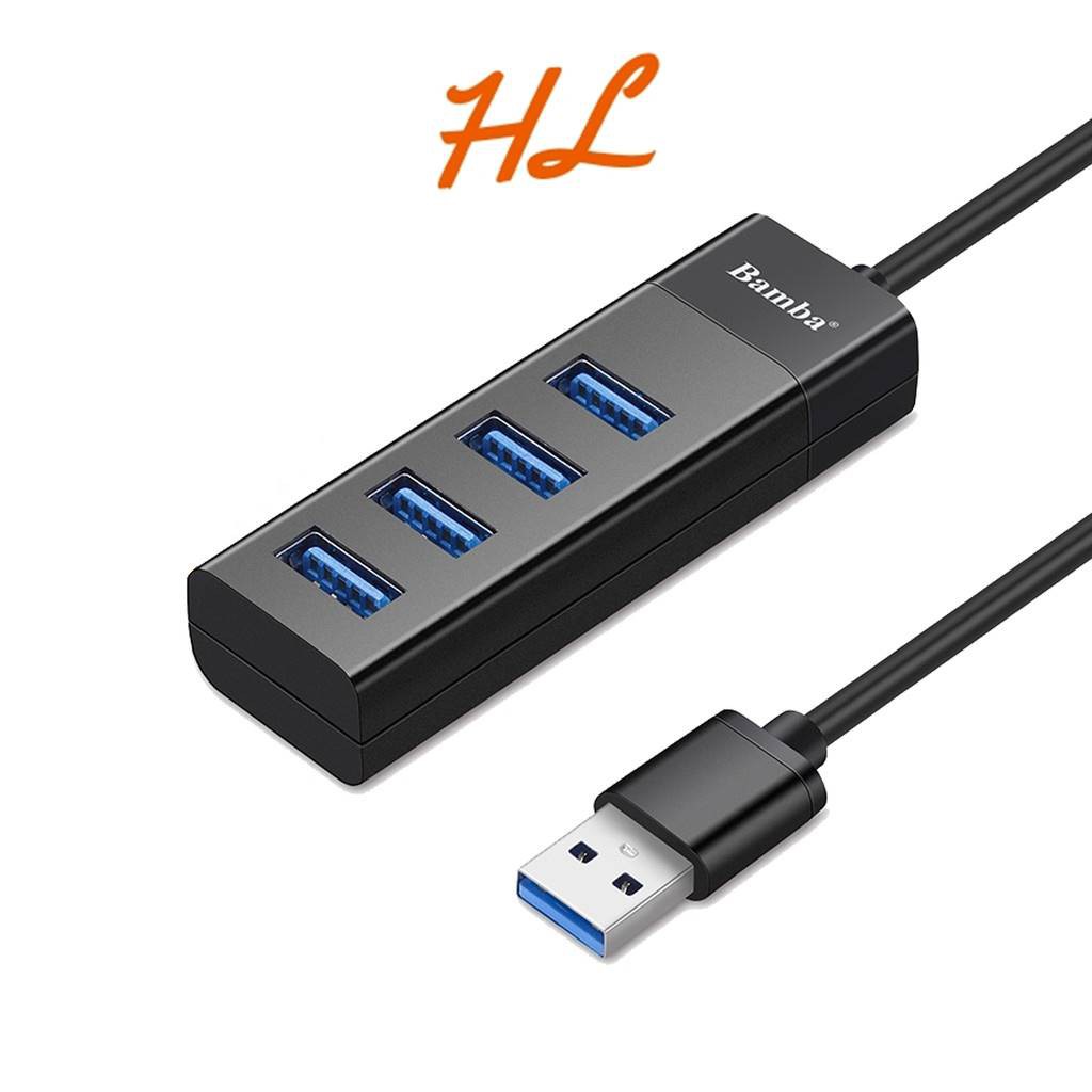 Hub USB 4 Port Bamba B1 2.0, Bamba B3 3.0 (Dây Cắm Dài 1.2m) - Chính Hãng - Hưng Long PC