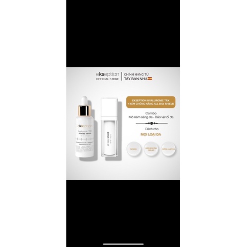 Bộ sản phẩm bảo vệ da serum sáng da Ekseption TRX và kem chống nắng All Day Shield