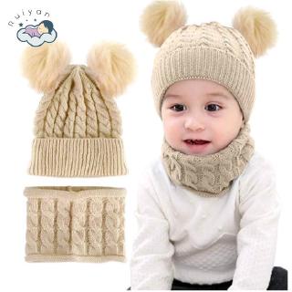 Mũ Len Kèm Khăn Choàng Cổ Cho Bé