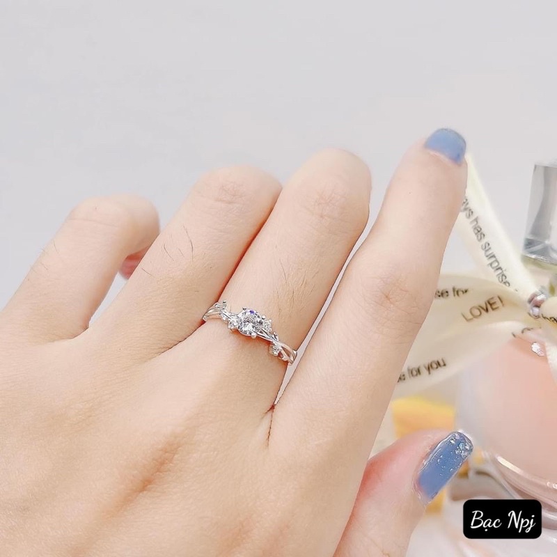 Nhẫn nữ đính đá ⚡️ Siêu Xinh ⚡️ GIÁ RẺ , Nhẫn hoa lá cành , Bạc Ta- Bạc Npj
