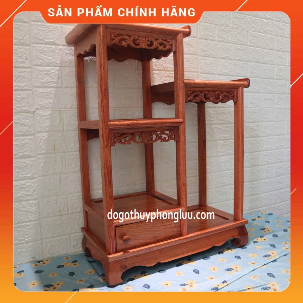 Kệ gỗ nhị sơn bày đồ trang trí gia đình gỗ hương Cao 81 Rộng 61