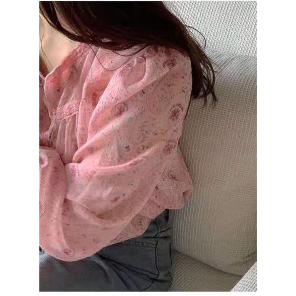 Áo Sơ Mi Nữ Tay Dài Họa Tiết Hoa Thời Trang Phong Cách retro