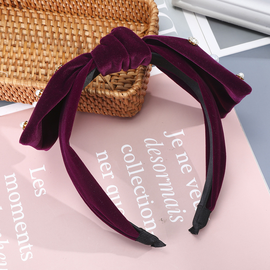 Băng đô vải nhung thiết kế hình nơ đính đá xinh xắn đáng yêu