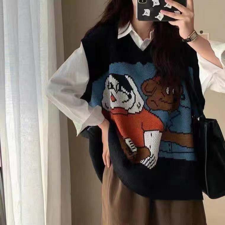  Áo Len Tay Dài Cổ Chữ V Dáng Rộng Phong Cách Retro Cho Nữ | BigBuy360 - bigbuy360.vn