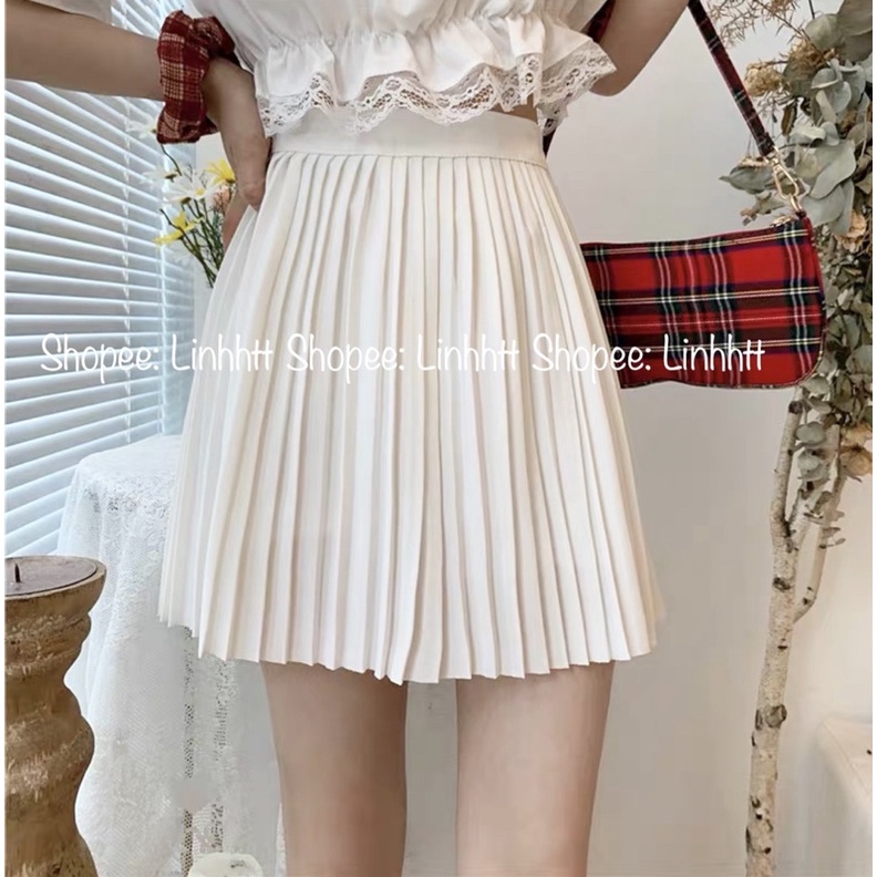 Chân váy ngắn xếp ly nhỏ BASIC Ulzzang đủ size Chân váy dập ly ngắn có quần trong chân váy ulzzang linhhtt Linh htt
