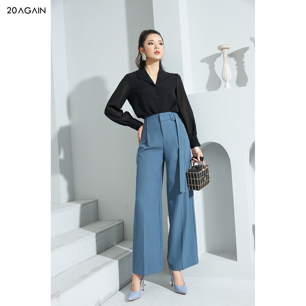 Áo sơ mi nữ 92WEAR công sở đủ màu phối tay voan ASA1328
