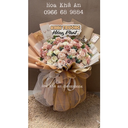 [Hoa Khai Trương] Bó hoa khai trương 100-139bông siêu to, hoa sáp 4 lớp siêu cao cấp.Cốt tự đứng chắc chắn!