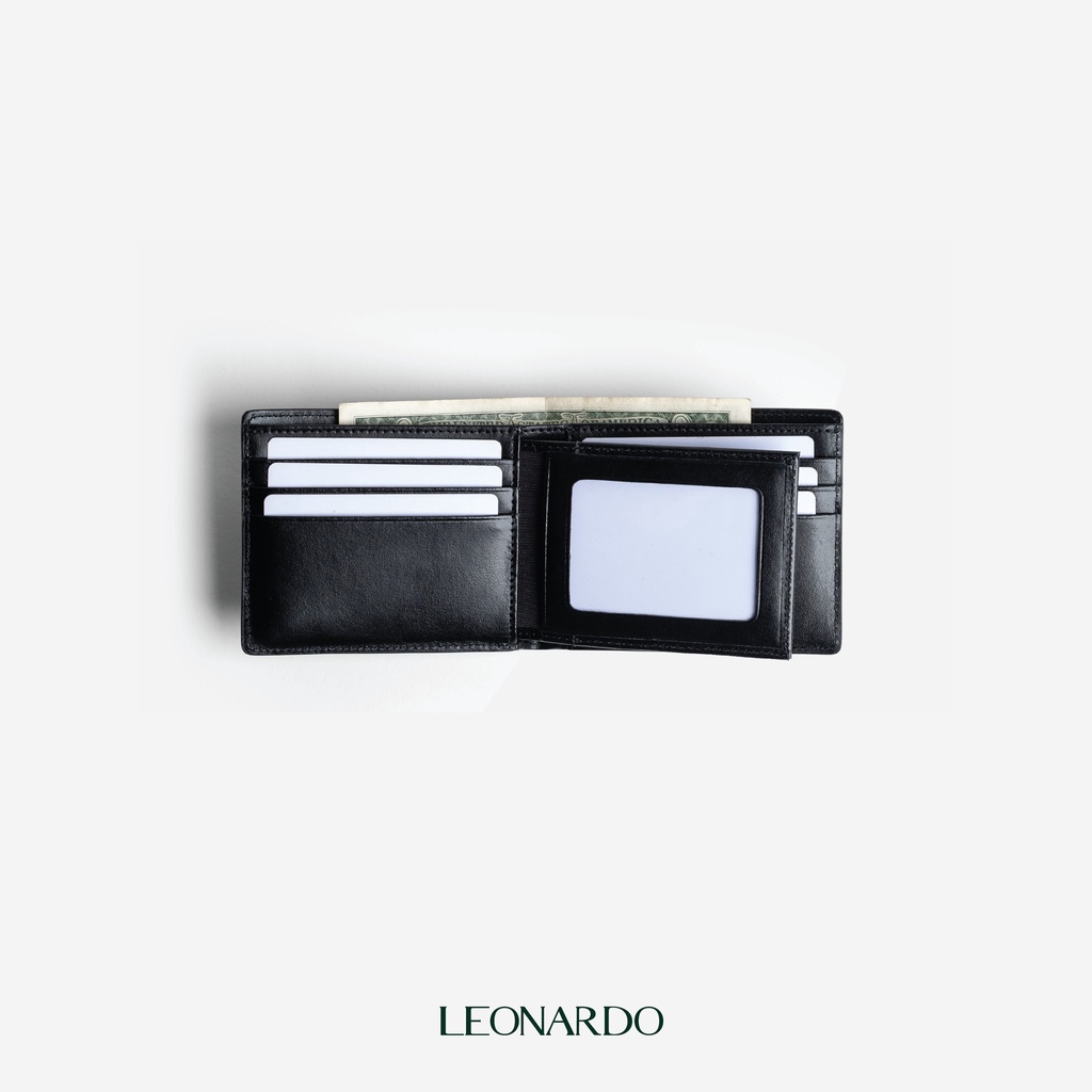Ví Da Nam Gập Đôi  Leonardo - Bifold Henry Wallet - Da Switf Trơn Mềm Bền Bỉ
