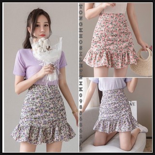 Chân váy chữ a ngắn dúm bèo, chân váy xòe dúm bèo phong cách Ulzzang