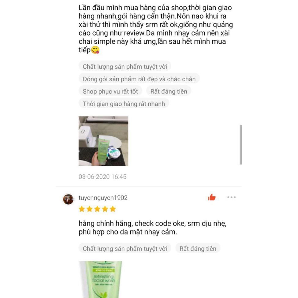 Sữa Rửa Mặt Simple Gel Kind To Skin Refreshing Facial Wash Gel 150ml | BigBuy360 - bigbuy360.vn