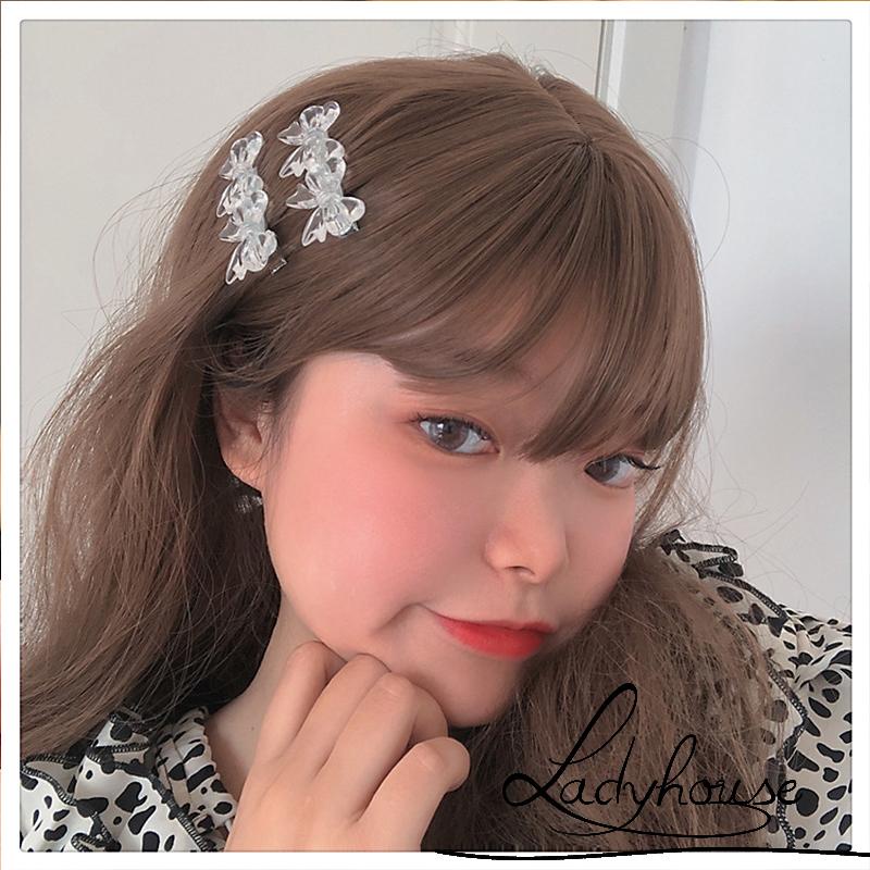 Set 1 hoặc 2 kẹp tóc nơ bằng nhựa trong suốt dễ thương cho nữ