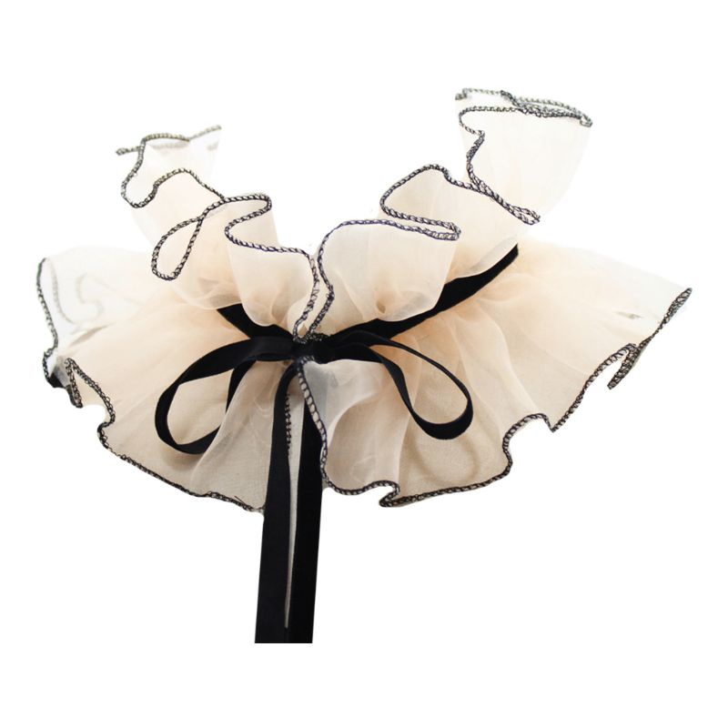 Han Victorian Vòng Cổ Giả Cổ Đứng Nhún Bèo Hóa Trang Cổ Điển Organza Agaric